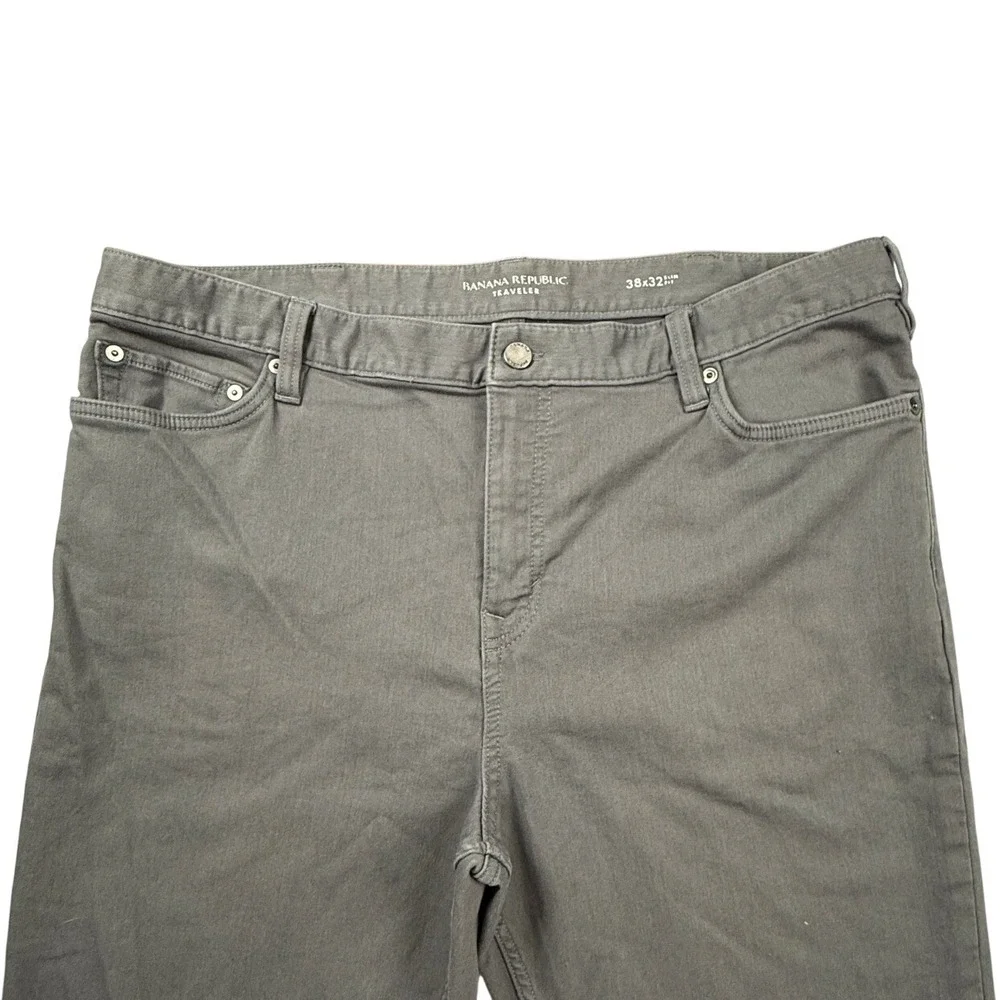Banana Republic Traveler Slim Fit Grey Pants Stretch Five Pocket Mens 38x32